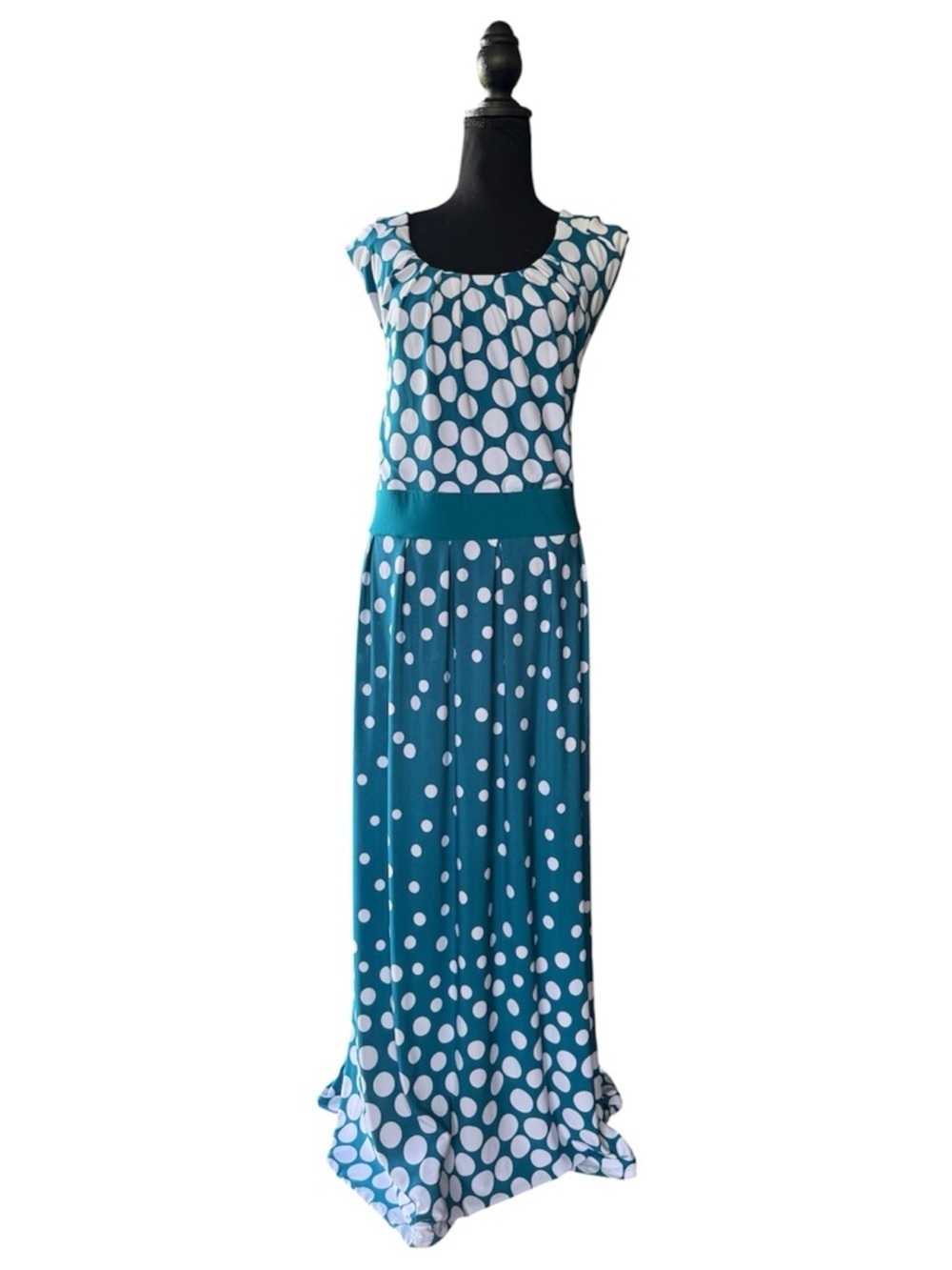 Woman Within Teal and White Polka Dot Maxi Dress Size 3X